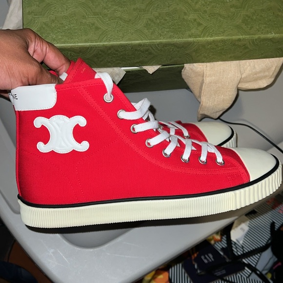 CELINE BLANK MID LACE UP SNEAKER WITH TOE CAP IN - Picture 4 of 5